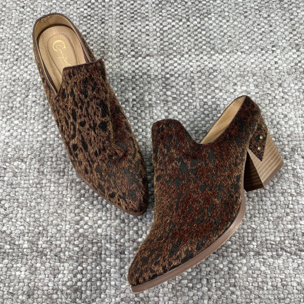 Comfort Est. 1946 Shooties Womens 9M Brown Leopard Print Studded Block Heel